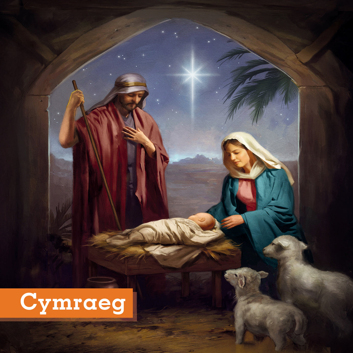 Away in a Manger Christmas Cards Pack of 10 Cymraeg Welsh Greeting