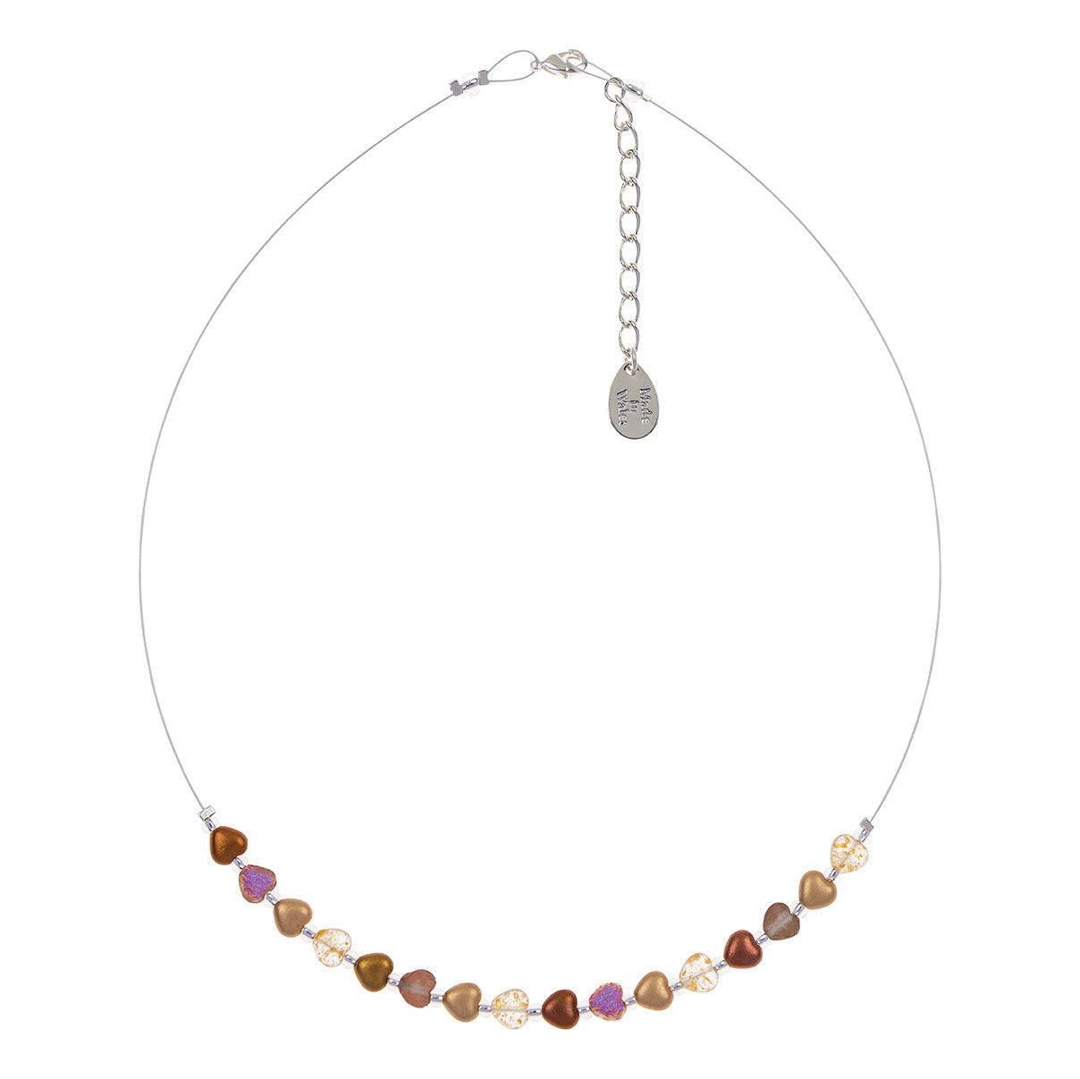 Calon Gold Shades Recycled Glass Bead Link Necklace by Carrie Elspeth