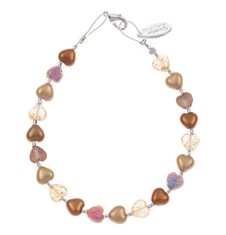 Calon Gold Shades Recycled Glass Beaded Bracelet by Carrie Elspeth