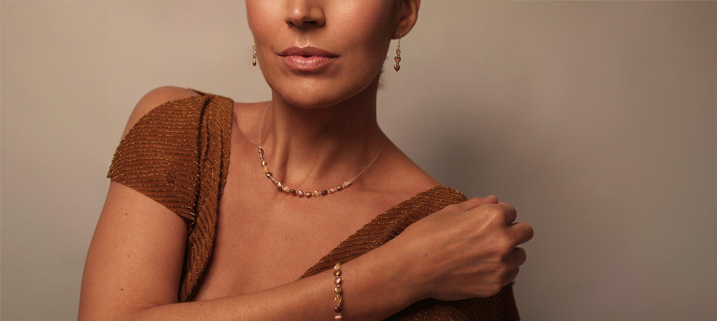 Calon Recycled Glass Gold Shades Earrings by Carrie Elspeth