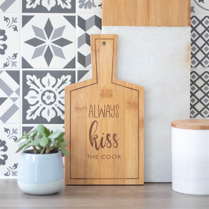 Kiss the Cook Small Bamboo Serving Board