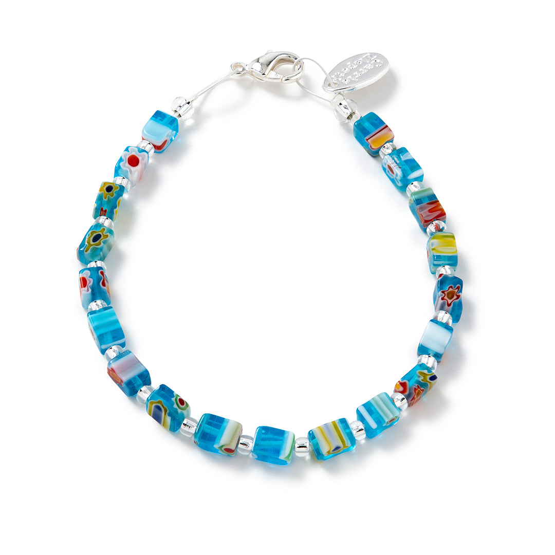 Turquoise Millefiore Cubes Bracelet by Carrie Elspeth