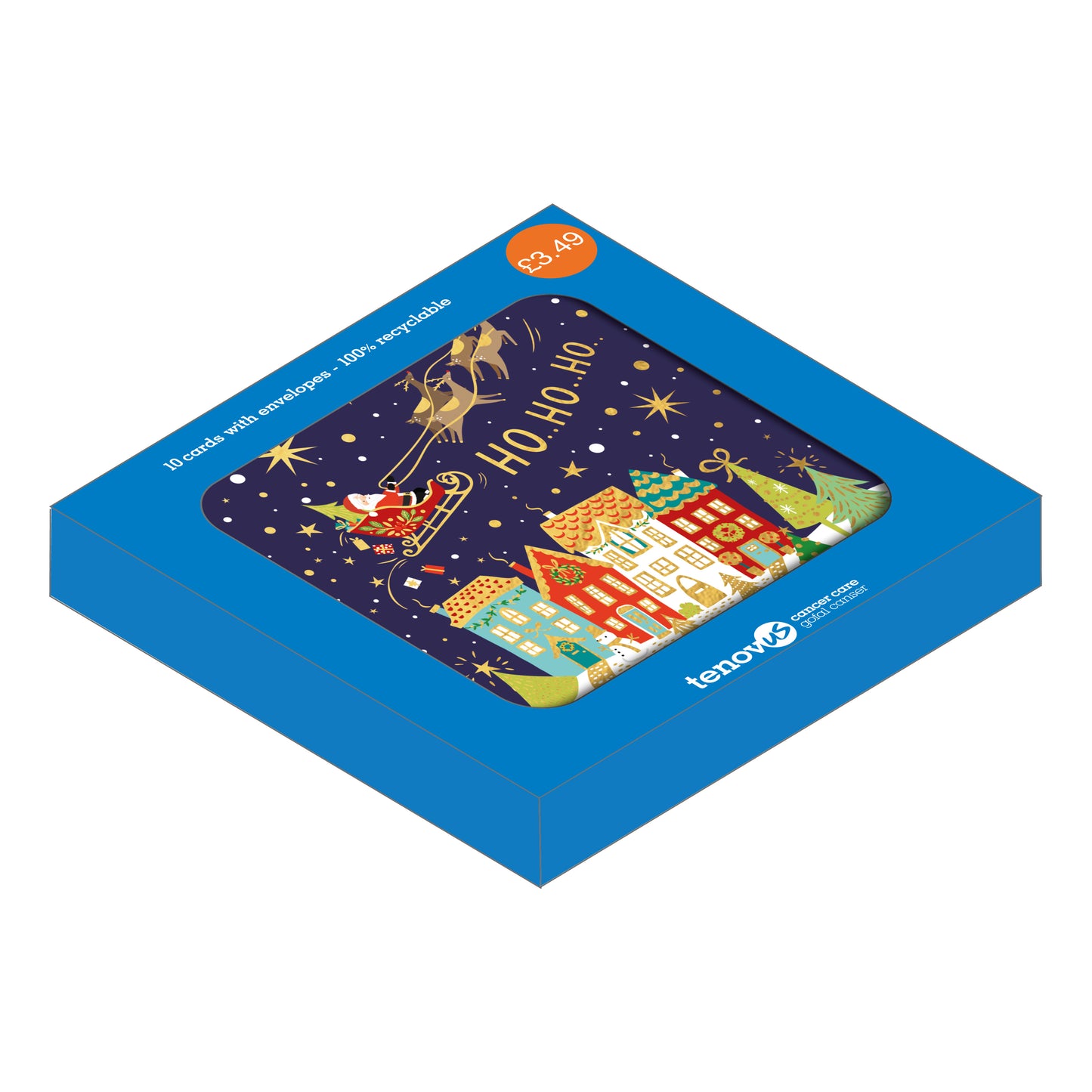 Santa's on his way Christmas cards Pack of 10 Bilingual greeting