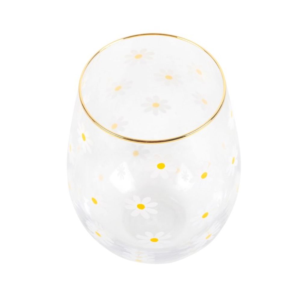 All Over Daisy Print Stemless Glass