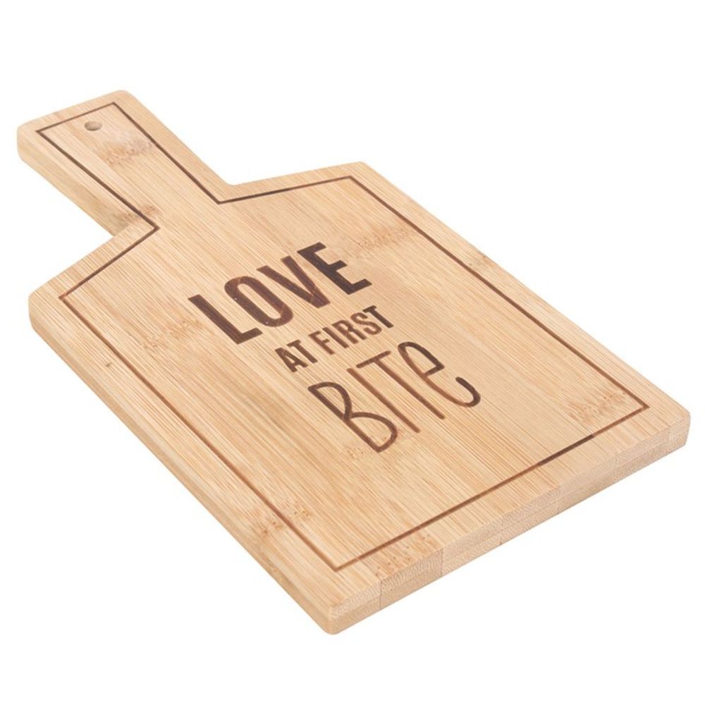 Love At First Bite Small Bamboo Serving Board