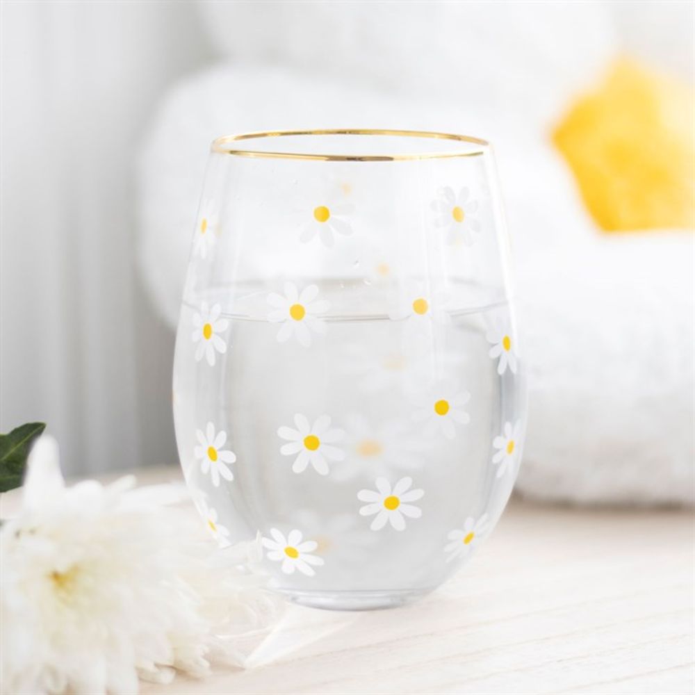 All Over Daisy Print Stemless Glass