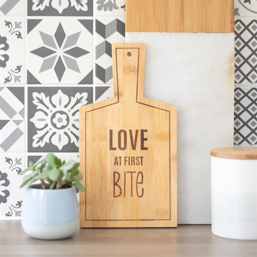 Love At First Bite Small Bamboo Serving Board