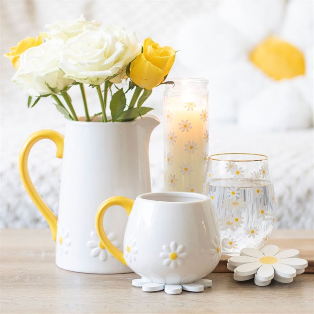 All Over Daisy Print Stemless Glass