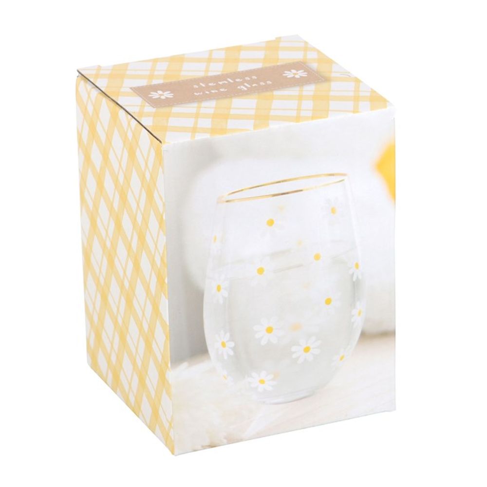 All Over Daisy Print Stemless Glass