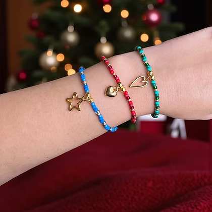 Nadolig Llawen - Welsh 'Merry Christmas' Red & Gold Bracelet by Carrie Elspeth