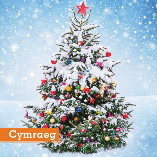 Adorned Christmas Tree Christmas Cards pack of 10 Cymraeg Welsh greeting