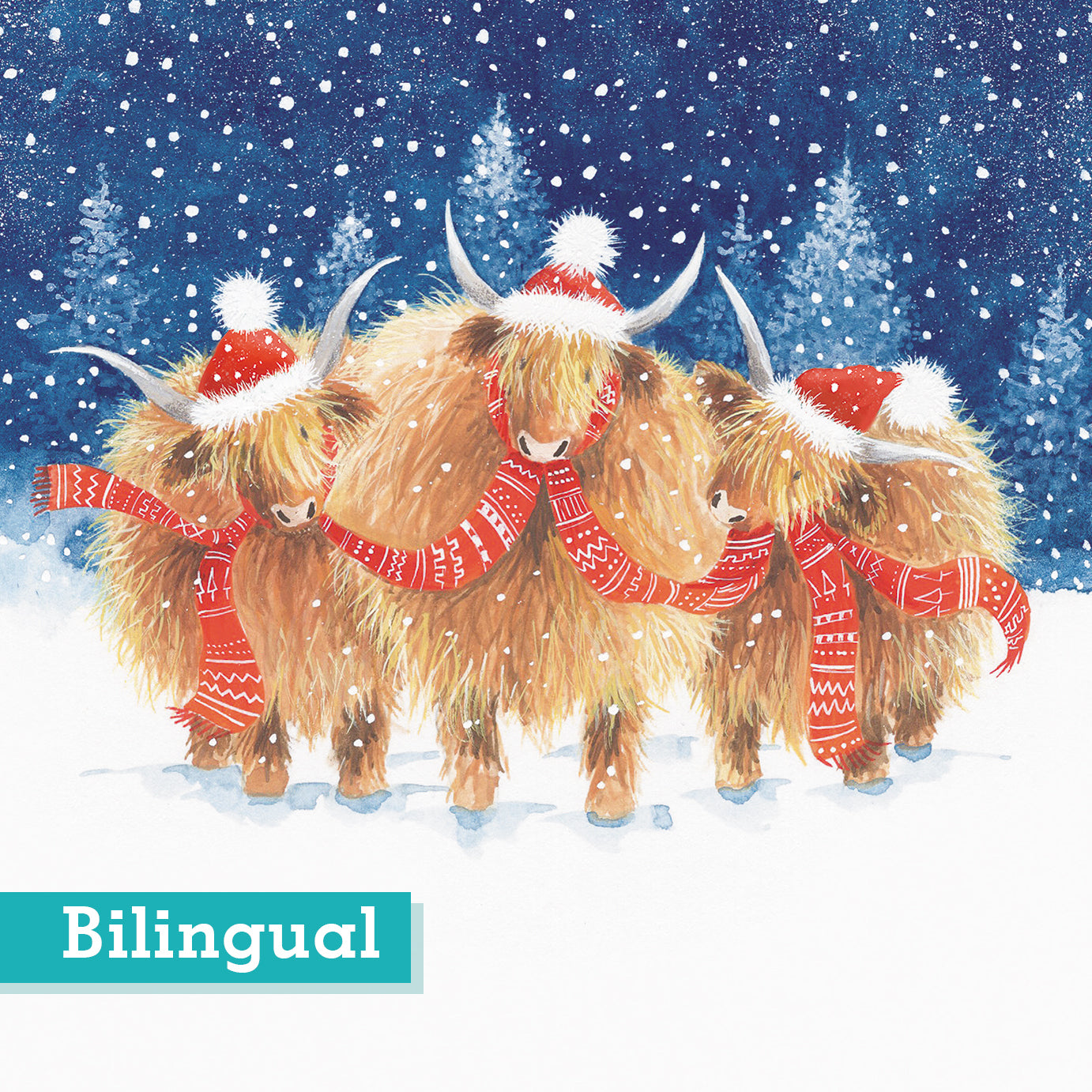 Highland Fling Christmas Cards Pack of 10 Bilingual greeting