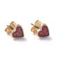 Red Glitter Heart Stud Gold Plated Earrings by Carrie Elspeth