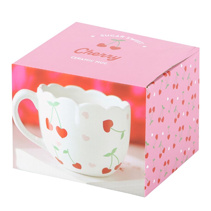 Scalloped Cherry Print Mug