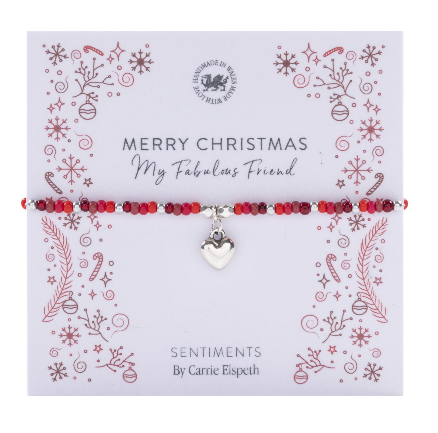 Merry Christmas my fabulous friend- Red & Silver Bracelet by Carrie Elspeth
