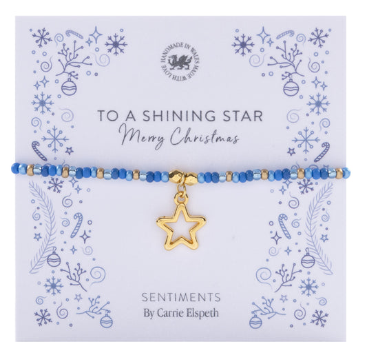 Merry Christmas to a Shining Star - Blue & Gold Bracelet by Carrie Elspeth