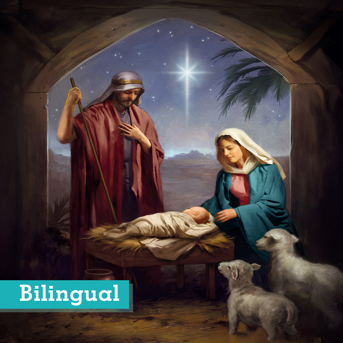 Away in a Manger Christmas Cards Pack of 10 Bilingual Greeting