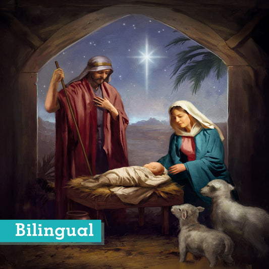 Away in a Manger Christmas Cards Pack of 10 Bilingual Greeting