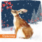 Shimmer Berry Hare Christmas Cards Pack of 10 Cymraeg Welsh greeting