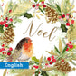 Gold Floral Noel Christmas Cards Pack of 10 English Greeting