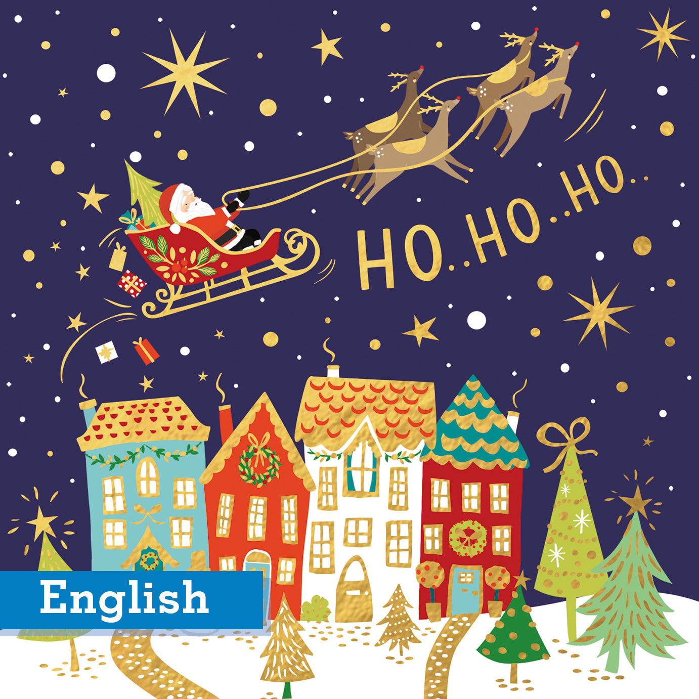 Santa's on his way Christmas cards Pack of 10 English greeting