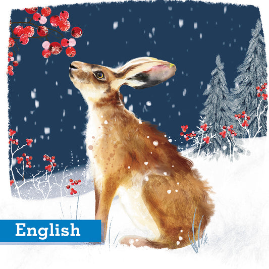 Shimmer Berry Hare Christmas Cards Pack of 10 English greeting