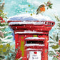 Robin on Post Box Christmas Cards English Pack of 10