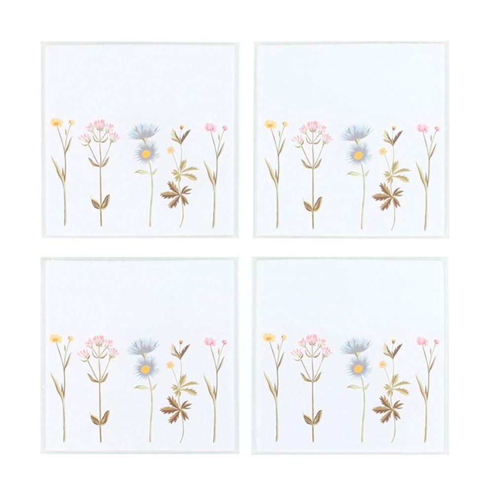 Floral Glass Coaster Set