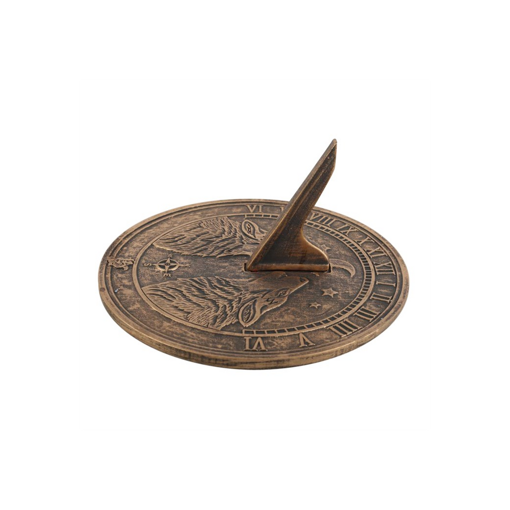 Howling Wolves Terracotta Sundial by Lisa Parker