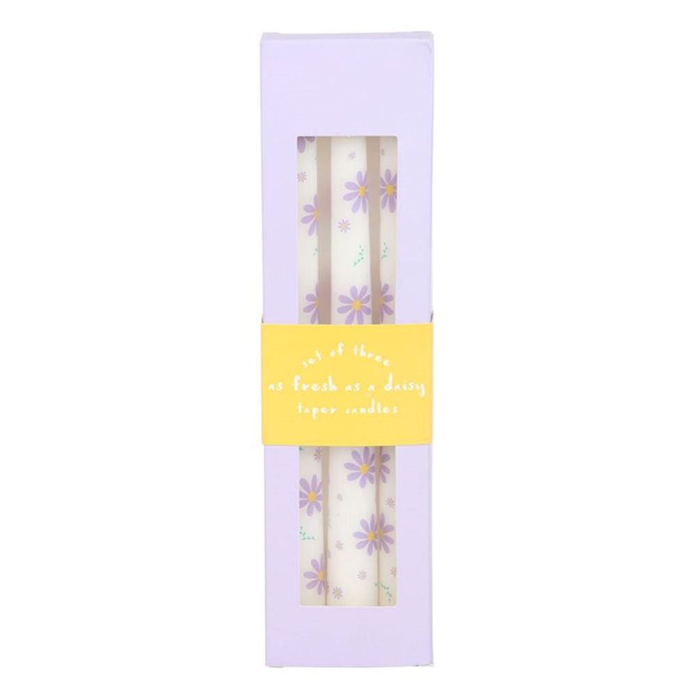 Set of 3 Purple Daisy Taper Candles