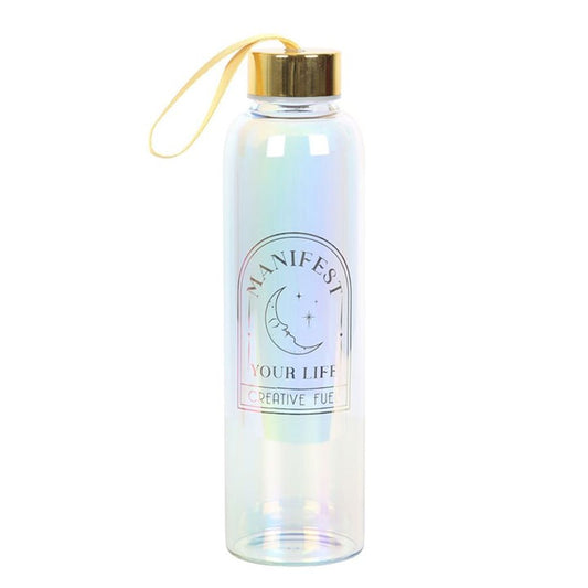 Manifest Your Life Iridescent Glass Water Bottle