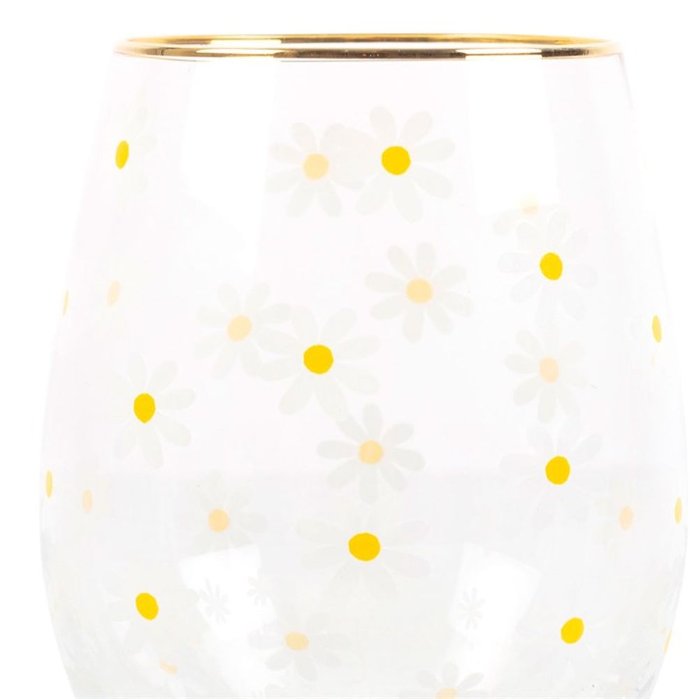 All Over Daisy Print Stemless Glass