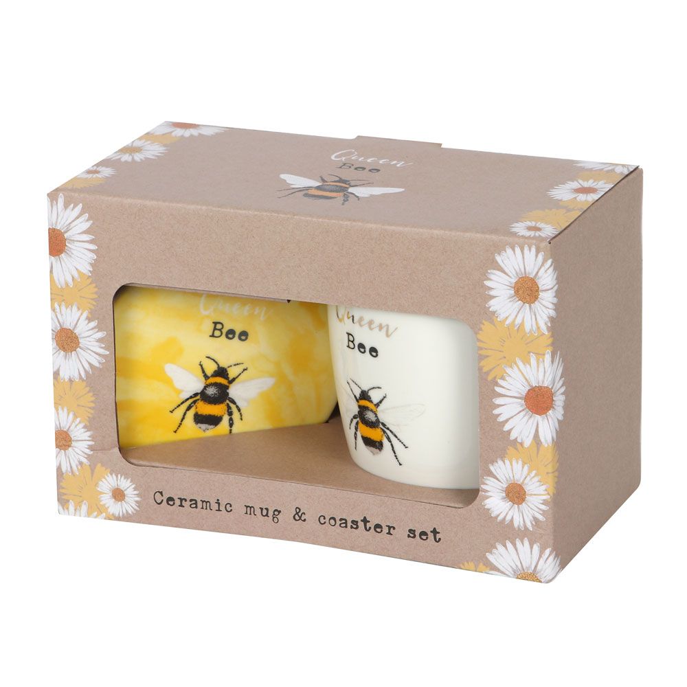 Queen Bee Ceramic Mug and Coaster Set