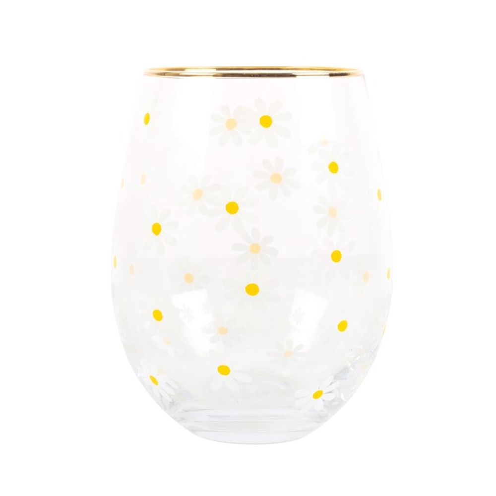 All Over Daisy Print Stemless Glass