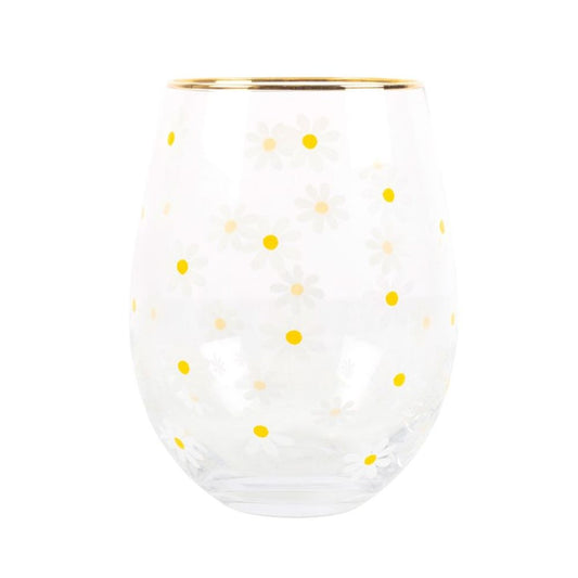 All Over Daisy Print Stemless Glass