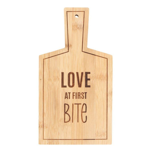 Love At First Bite Small Bamboo Serving Board